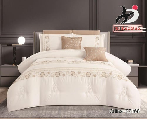 مفرش صيفي مطرز مكروفايبر بحشوة سميكه نفرين 8 قطع