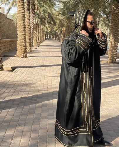 فروه رجالي قماش سليكا فرو ثقيل تطريز خط عربي مع قب...