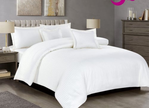 مفرش فندقي اقتصادي مقلم ب 5 الوان مميزة