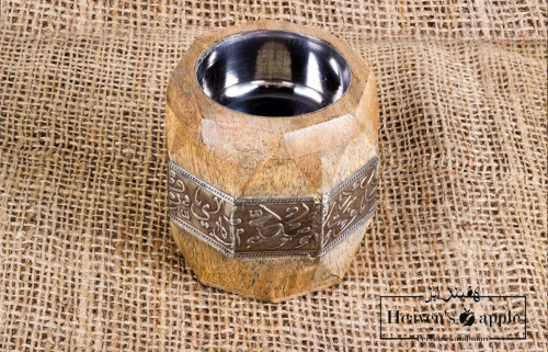 مبخرة خشب طبيعي فاخر حروف نحاسية سداسي