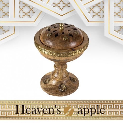 مبخرة خشب طبيعي فاخر زيج نحاسي