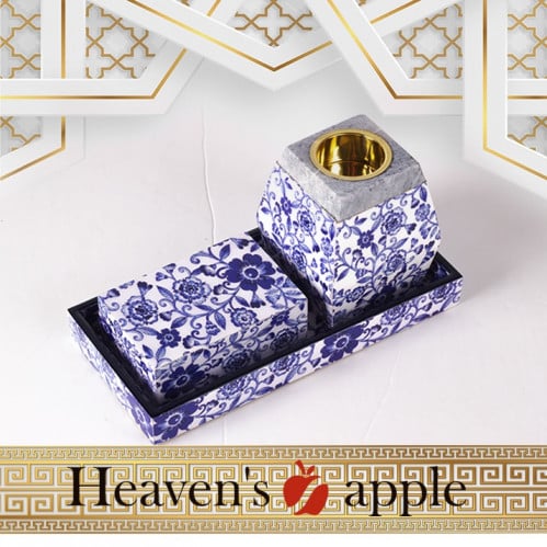 طقم مبخر خشب طبيعي ملون فاخر