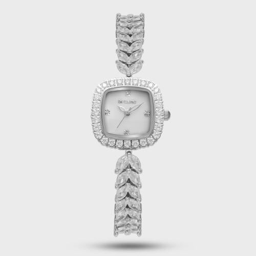 ساعة نسائية سهرة فضي