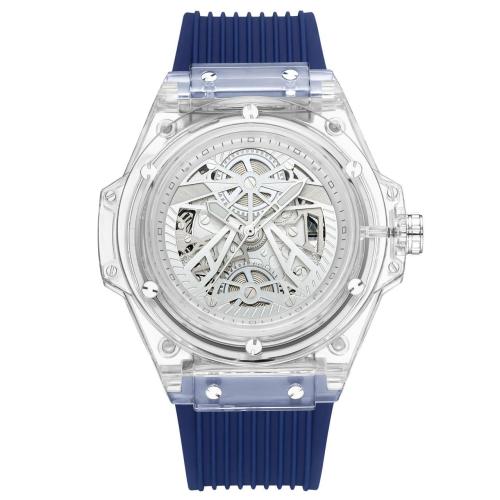 ساعة شفافة سوار كحلي