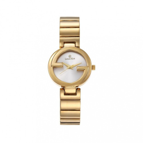 ساعة نسائية معدن ذهبي مينا أبيض