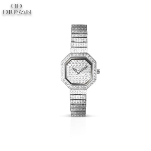ساعة نسائية DIUVAN فضي مضلعه