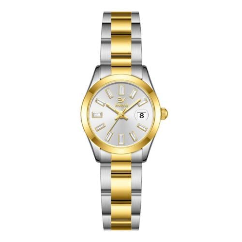 ساعة نسائية كوراتز ذهبي في فضي ميناء ملون