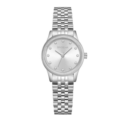ساعة نسائية فضية بروشا