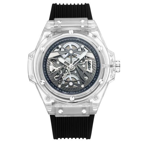 ساعة شفافة سوار اسود