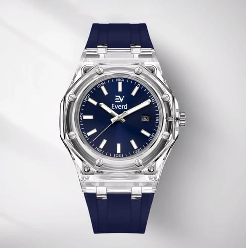 ساعة شفافة يونيسكس كحلي