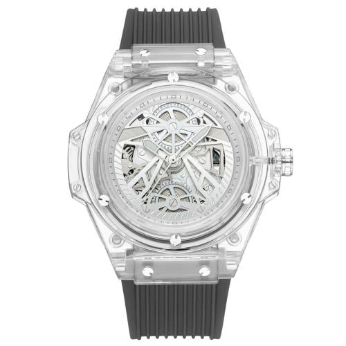 ساعة شفافة سوار رمادي