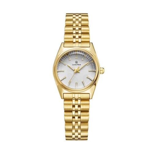 ساعة نسائية استيل ذهبي ميناء أبيض