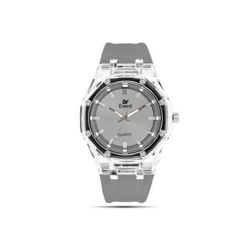 ساعة شفافة يونيسكس رمادي