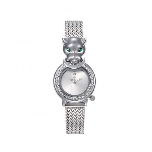 ساعه نسائية فضية شكل نمر