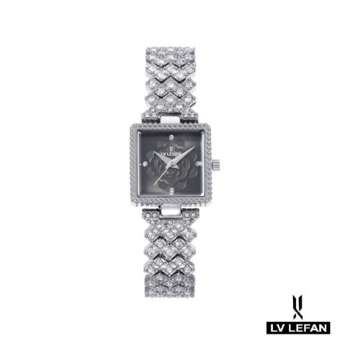 ساعة نسائية كرديال مربع السهرات باللون الفضي و اسو...