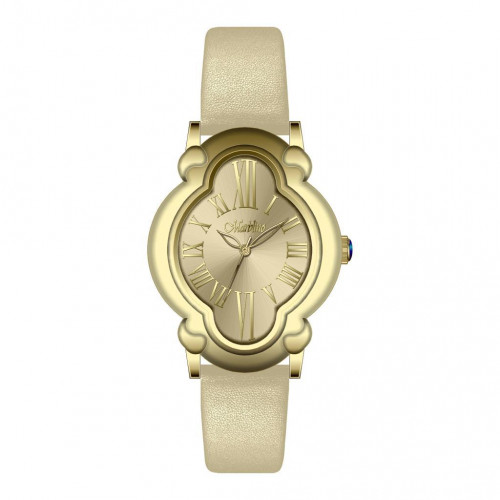 ساعة نسائية جلد لون بيج