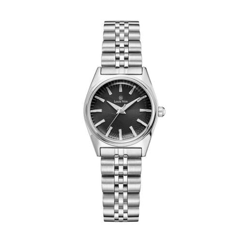 ساعة نسائية استيل فضي ميناء أسود