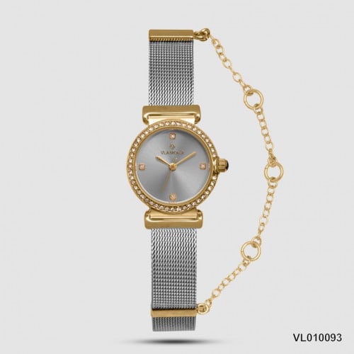 ساعة نسائي كاجوال بأطار ذهببي من VLAMOUR