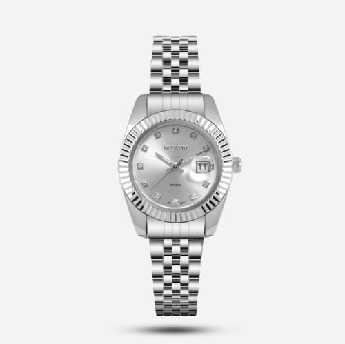 ساعة نسائي شبية الرولكس فضي