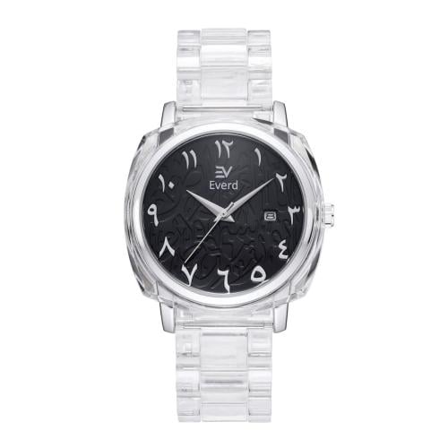 ساعة رجالية شفافة مينا أسود