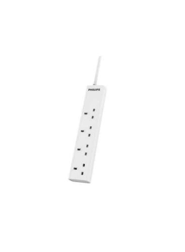 Philips - White electrical extension cord with a length of 3 meters, equipped with four outlets, British plug 13 amps, CHP1143WB/8...