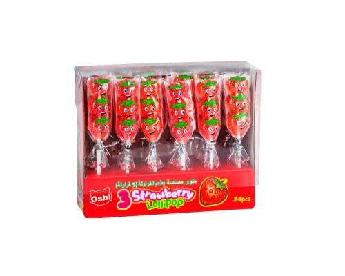 حلوى مصاصة بطعم الفراولة شكل فراولة 12*24*15جرام