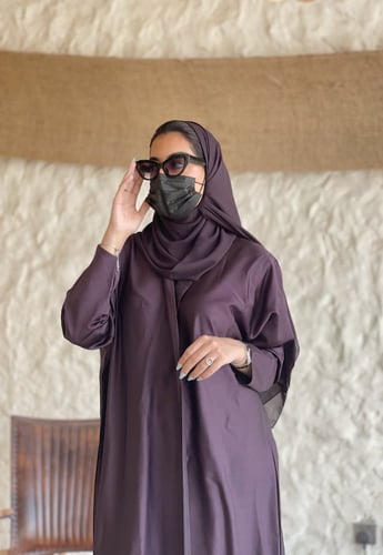 عباية حرير مكسر ليلكي