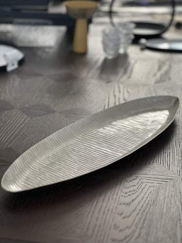 صينية فضي بيضاوي