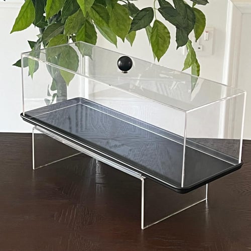 صحن أسود بغطاء مع ستاند اكرليك