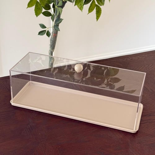 صحن أسود بغطاء مع ستاند اكرليك