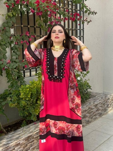 الشيخه ( شيفون ساده وشيفون مشجر زري خفيف وحرير ستا...