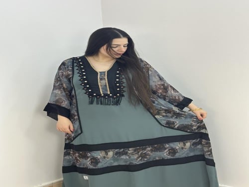 الشيخه ( شيفون ساده وشيفون مشجر زري خفيف وحرير ستا...