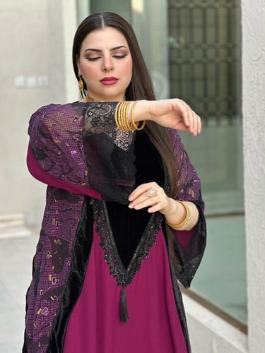 سمو ( كريب + مخمل + شيفون مشجر )