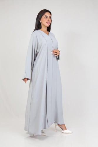 عباية فرسان تركيبات فوزية (رمادي فاتح)