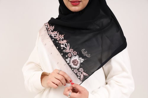 طرحة تطريز يدوي كرستال