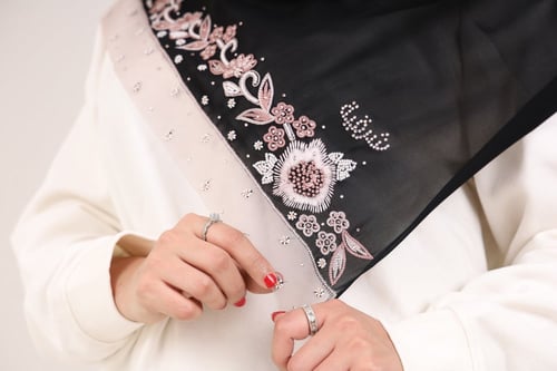 طرحة تطريز يدوي كرستال