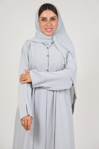 عباية فرسان تركيبات فوزية (رمادي فاتح)