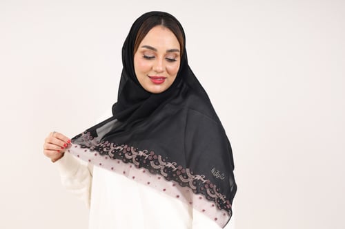 طرحة تطريز يدوي كرستال