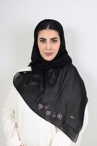 طرحة أمواج دوائر تطريز مع كريستال سواروفسكي