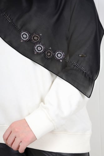 طرحة أمواج دوائر تطريز مع كريستال سواروفسكي