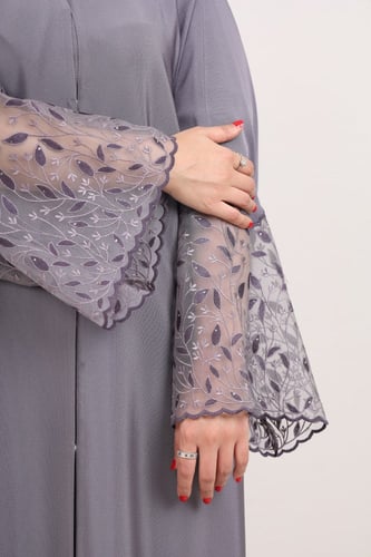 عباية صالونا ملون كم دانتيل ليلى