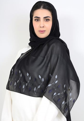 طرحة أمواج خطوط ورق شجر تطريز مع كريستال سواروفسكي