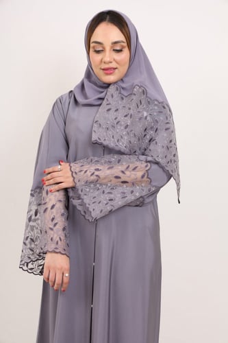 عباية صالونا ملون كم دانتيل ليلى