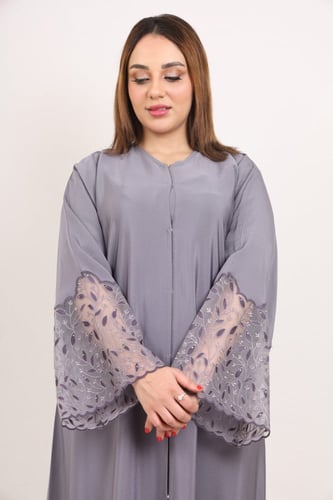 عباية صالونا ملون كم دانتيل ليلى