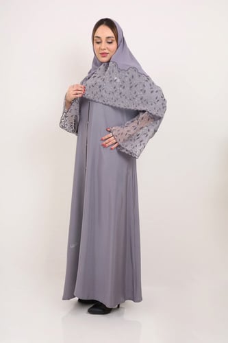 عباية صالونا ملون كم دانتيل ليلى