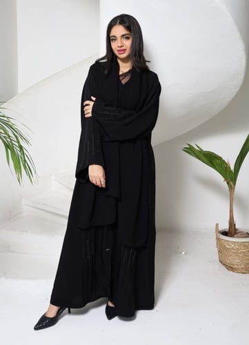 عباية صالونا بنتكس ثلاثة خطوط شرائط في الامام