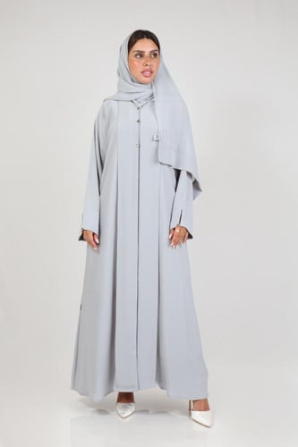 عباية فرسان تركيبات فوزية (رمادي فاتح)