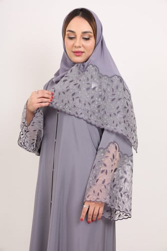 عباية صالونا ملون كم دانتيل ليلى