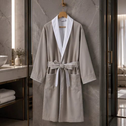 Gray bathroom robe