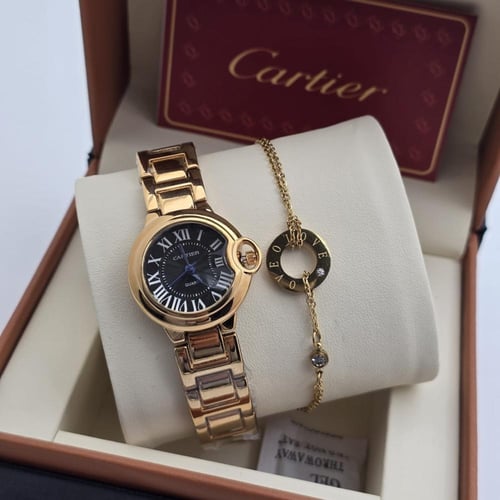 ساعة + سوارة كارتير نسائية